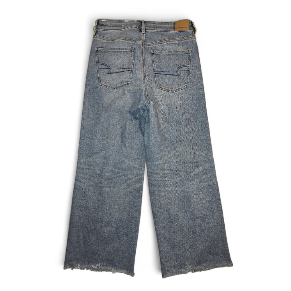 American Eagle Dreamy Drape High Waist Womens Wide Leg Blue Jeans Denim 8 Reg - Picture 2 of 8